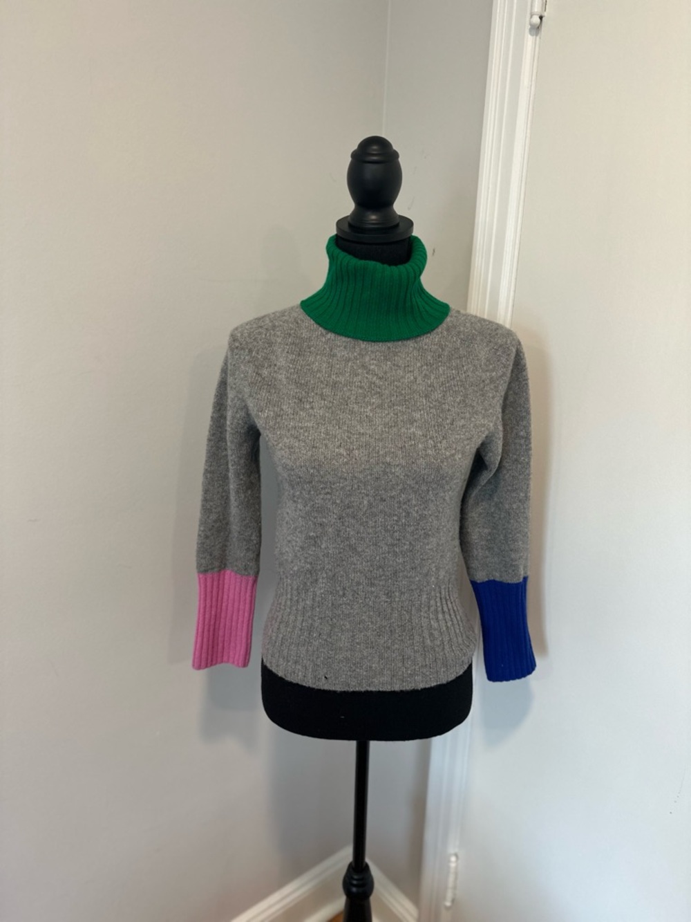 LA FETICHE Rudi Mini Lambswool Sweater Sz:2 Scotland Colorblock Turtleneck